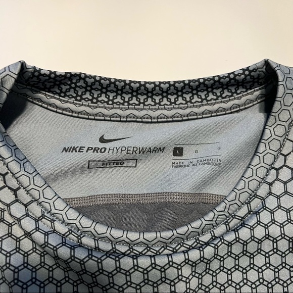 Nike Pro Hyperwarm Fitted Long Sleeve Size Large Gray Green - Picture 4 of 10